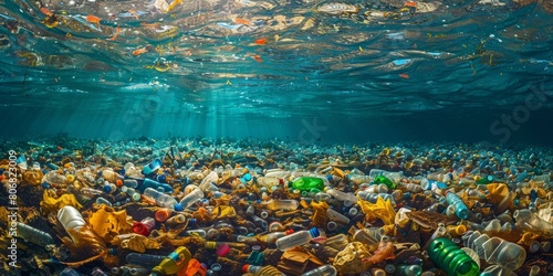 Plastic pollution in the ocean photo
