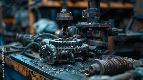Closeup disassembled car automatic transmission
