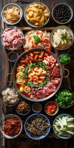 A delicious hot pot with various ingredients
