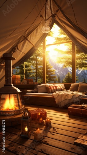 Cozy cabin in the woods with a view of the mountains