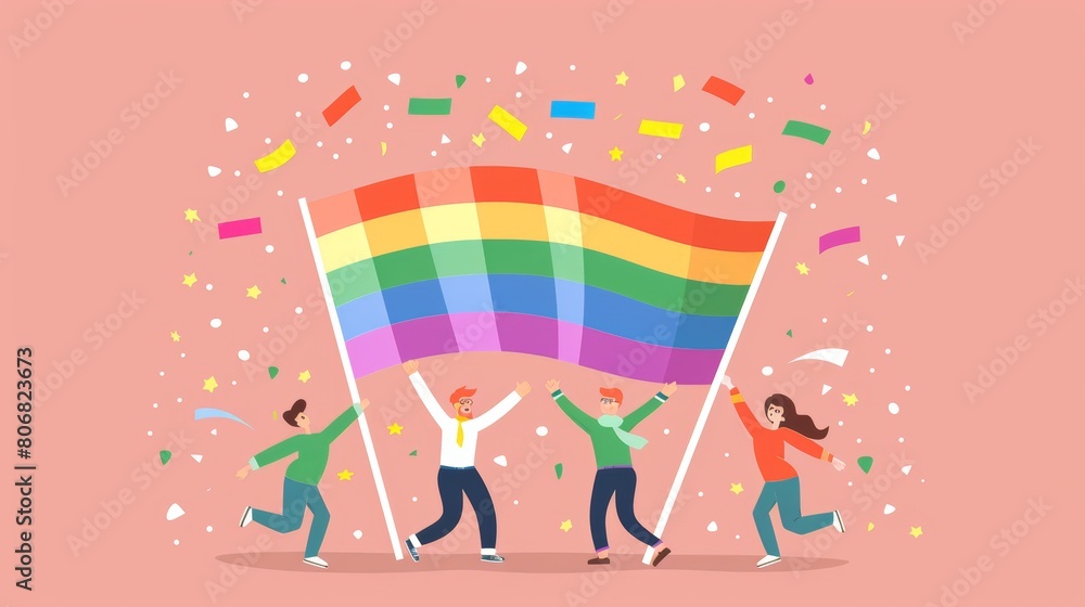 Fototapeta premium Vibrant illustration celebrating lgbtq diversity, unity, and community inclusivity