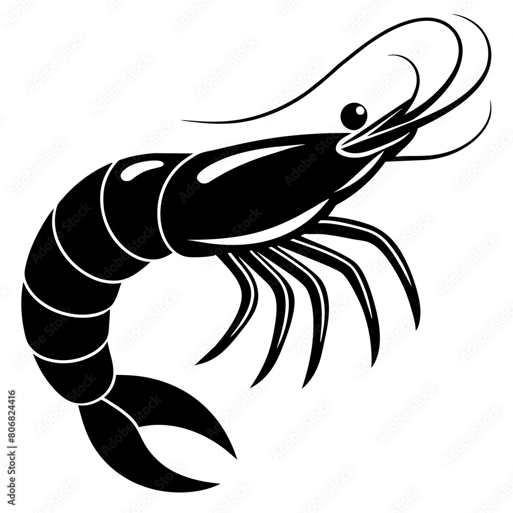 Fototapeta premium shrimp vector icon silhouette illustration