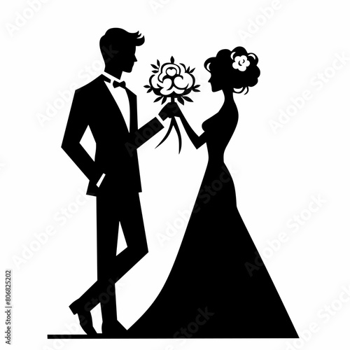 silhouette of a bride and groom