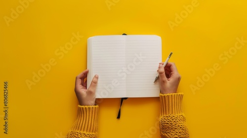 A Blank Notebook with Hands photo