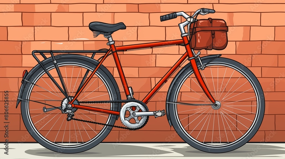 A vintage bicycle leaning against an old brick wall