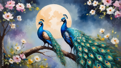 Oil painting on canvas. Artistic texture, paint doubs and smears grungy background, hand painted teal and beige colored pattern