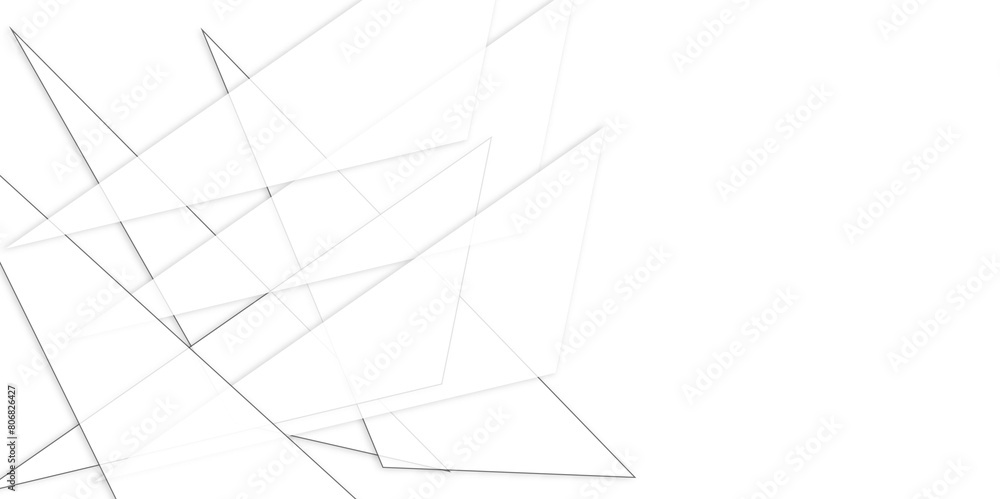 Abstract White line background with space, geometric vector background, with triangle shapes.