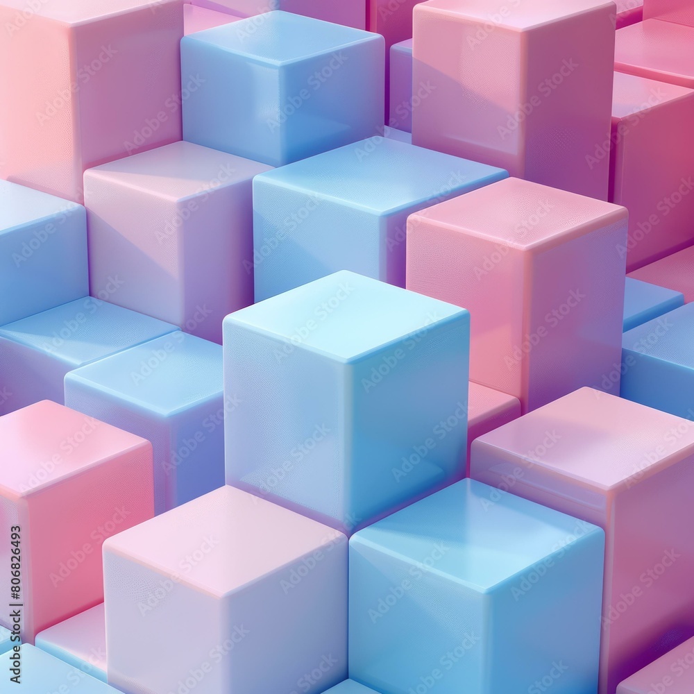 Blue and pink pastel color 3D cubes background Blue and pink pastel color 3D cubes background