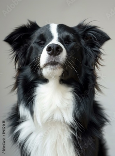 A Border Collie dog with eyes closed © Adobe Contributor