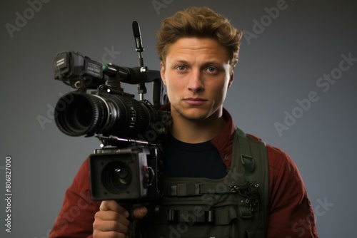 Young male with a video camera