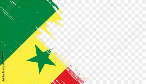 Senegal flag brush paint textured isolated  on png or transparent background. vector illustration