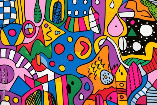 A front cover for a colouring book for toddlers called Shape and Pattern Playground  full of different shapes with various patterns within the shapes