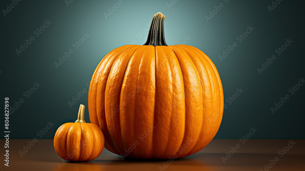 A couple of pumpkins placed on top of a table, showcasing the vibrant orange colors of the squash A couple of pumpkins placed on top of a table, showcasing the vibrant orange colors of the squash