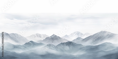 Silver tones watercolor mountain range on white background with copy space display products blank copyspace for design text photo website web banner  © Lenhard
