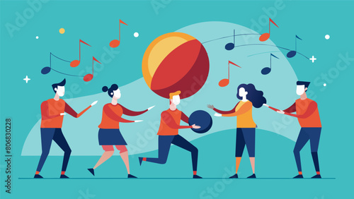 As the ball is passed between players their voices ring out in a symphony of coordination each note playing a crucial role in the game.. Vector illustration
