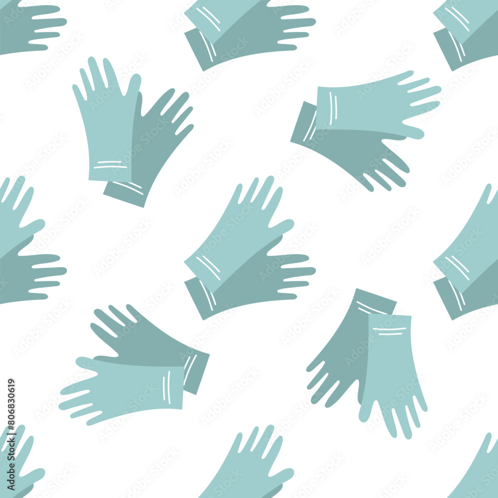 Obraz premium Gardening gloves for work isolated on white background. Flat vector seamless pattern. Farming hand protection, gloves safety.