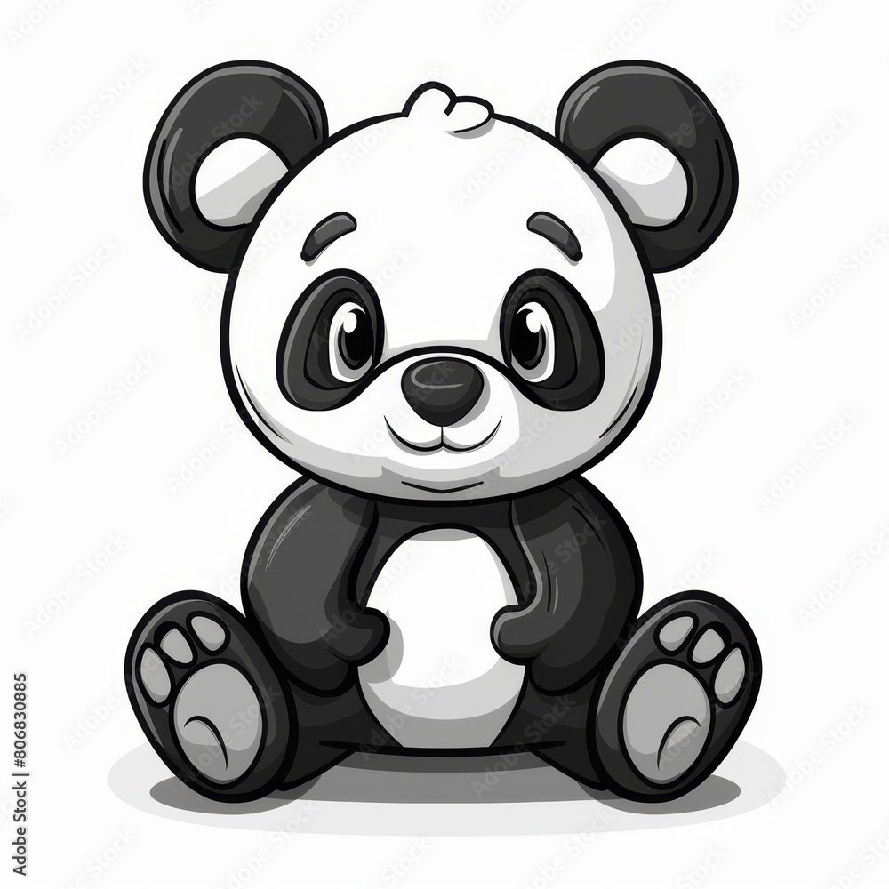Fototapeta premium A sorrowful panda, in black and white, sits with paws folded on its chest