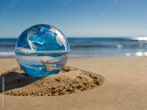 globe on the beach