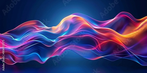 Abstract 3D Waves in Bright Neon Colors - Digital Art, Flowing Texture, Vibrant Background, Modern Design, Blue Contrast