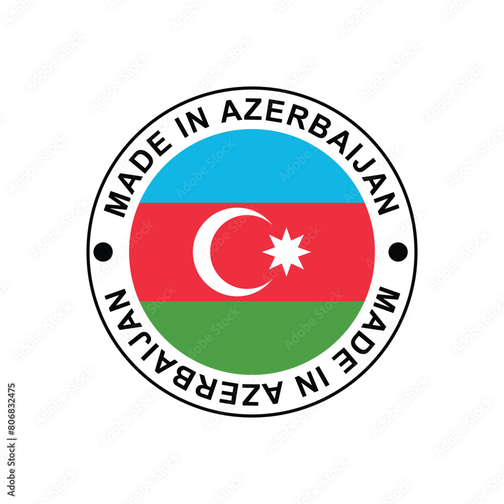 Made in Azerbaijan Stamp in circle with flag Vector template on white background Made in Azerbaijan Stamp in circle with flag Vector template on white background