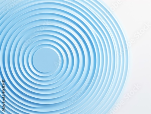 Sky Blue thin concentric rings or circles fading out background wallpaper banner flat lay top view from above on white background with copy space blank 