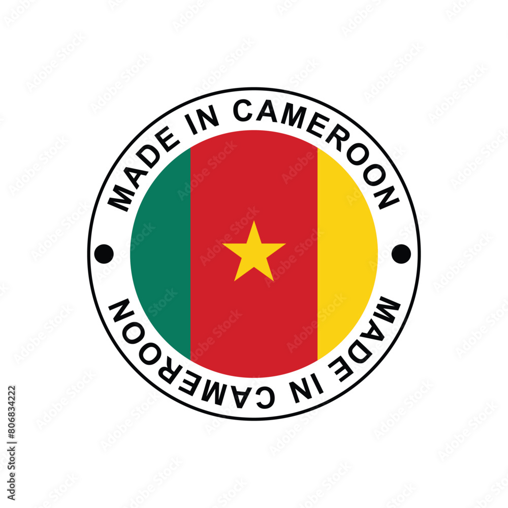 Made in Cameroon Stamp in circle with flag Vector template on white background Made in Cameroon Stamp in circle with flag Vector template on white background