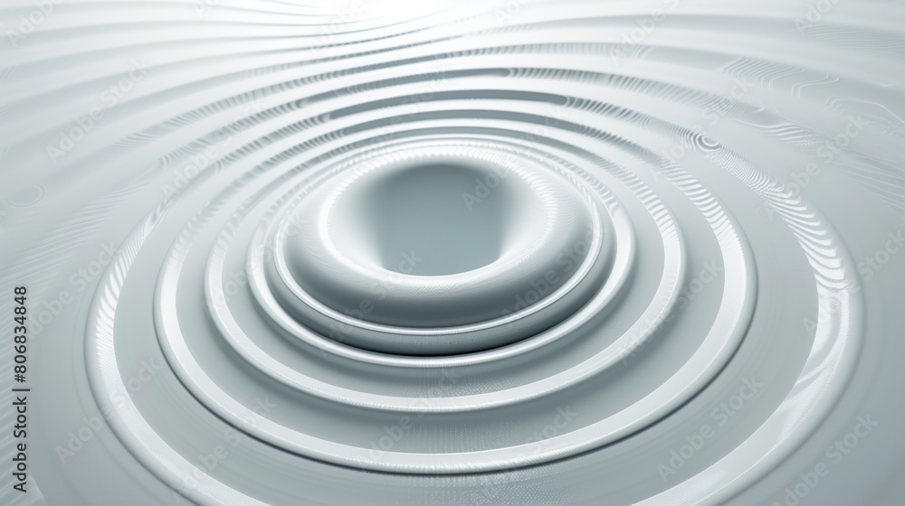 The white background with a 3D graphic of a big circle with smooth waves on center. The white background with a 3D graphic of a big circle with smooth waves on center.