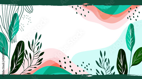 Cartoon minimalist groovy shapes flat lay overlay background with empty copy space, colorful backdrop frame for card or banner decoration with positive vibe and celebration mood