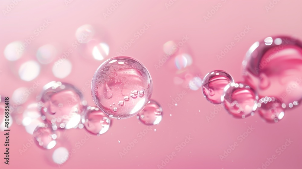 Flowing water bubbles in light pink gradient on minimalistic background. Flowing water bubbles in light pink gradient on minimalistic background.