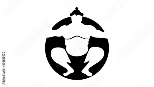 sumo wrestler emblem, black isolated silhouette