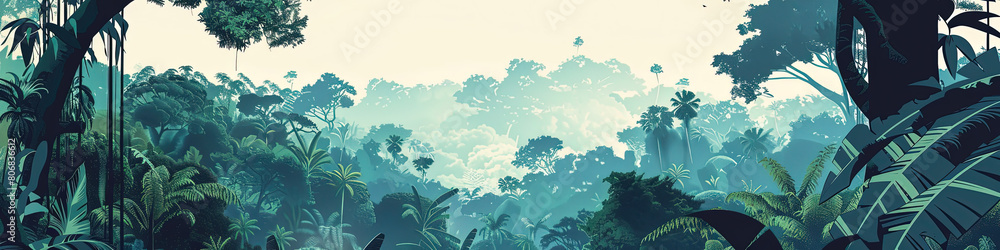 Fototapeta premium Canopy Chronicles - Amazon Rainforest Illustration