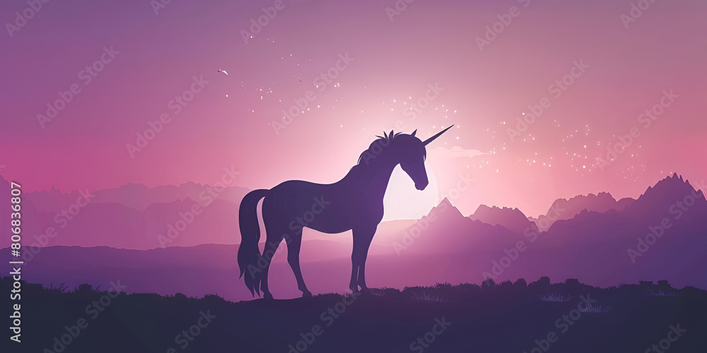 Majestic Unicorn Standing in Fairytale Landscape with Magical Atmosphere,Majestic Unicorn Sta Enchanted Fantasy Scene with Mythical Creature, Ethereal Unicorn in Dreamy Nature Setting, Generative AI

