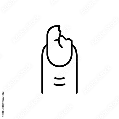 Broken nail outline icons, minimalist vector illustration ,simple transparent graphic element .Isolated on white background