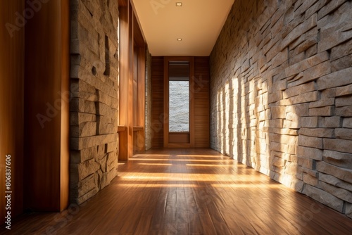 the corridor of a hotel room  a closet stands  offering a convenient storage solution for guests during their stay.