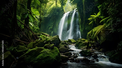Waterfall in the jungle  Borneo  Sabah  Malaysia