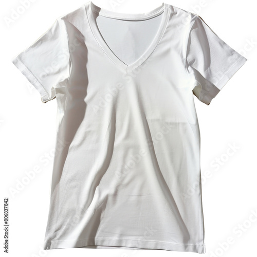 Relaxed Fit White V-neck T-shirt on transparent background © TheLogoTip