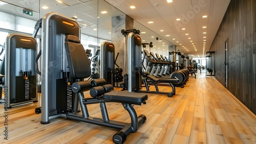 Contemporary gym interior with exercise equipment. Concept Gym Design, Fitness Equipment, Modern Interiors, Exercise Space, Training Facility