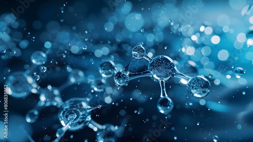 Water molecules with oxygen nanoparticles and acetone create intelligent nanostructures. Concept Nanotechnology, Water Molecules, Oxygen Nanoparticles, Acetone, Intelligent Nanostructures photo