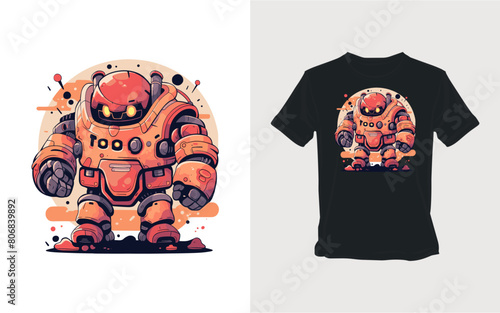 Mechanical creature cuteness Industrial paintings blended with desertpunk in vivid vector design photo