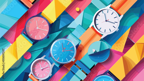 Wrist watches with colorful paper sheets style