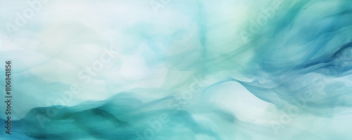 Teal background abstract water ink wave  watercolor texture blue and white ocean wave web  mobile graphic resource for copy space text backdrop 