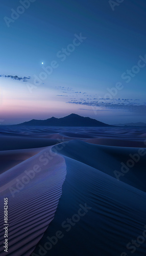 Vertical recreation of dunes in the desert at night