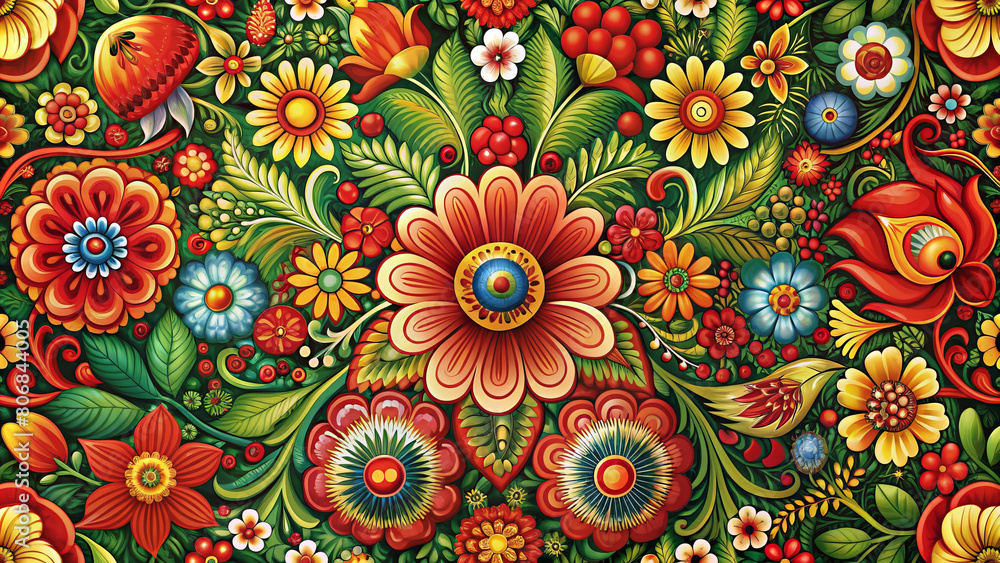 Abstract floral background in Russian style