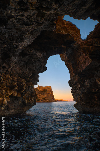 view of the calm evening sea