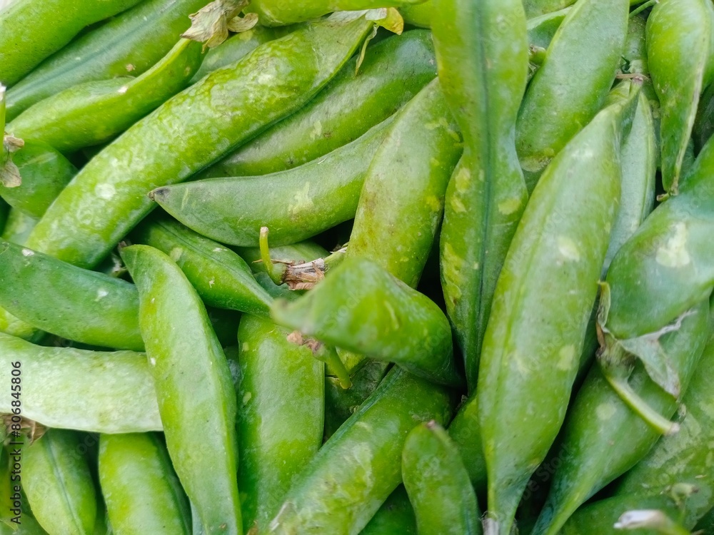 Closeup of Green peas on the market Closeup of Green peas on the market