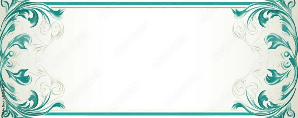 Teal traditional rectangular frame on white background design for headline logo or sale banner blank copyspace for design text photo website web 