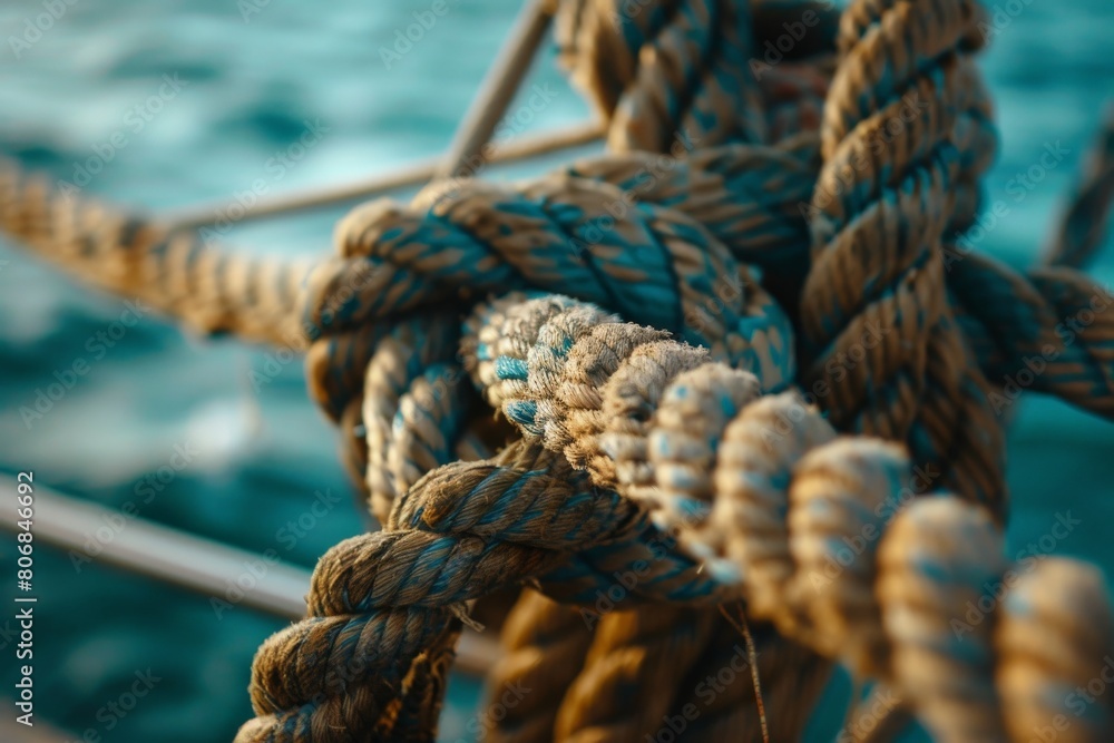 Close-up seamless pattern of ropes and twines twisted and platted into an interesting arrangement.. Beautiful simple AI generated image in 4K, unique. Close-up seamless pattern of ropes and twines twisted and platted into an interesting arrangement.. Beautiful simple AI generated image in 4K, unique.
