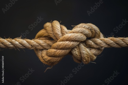 Close-up of colorful ropes tied on a black background.. Beautiful simple AI generated image in 4K, unique.