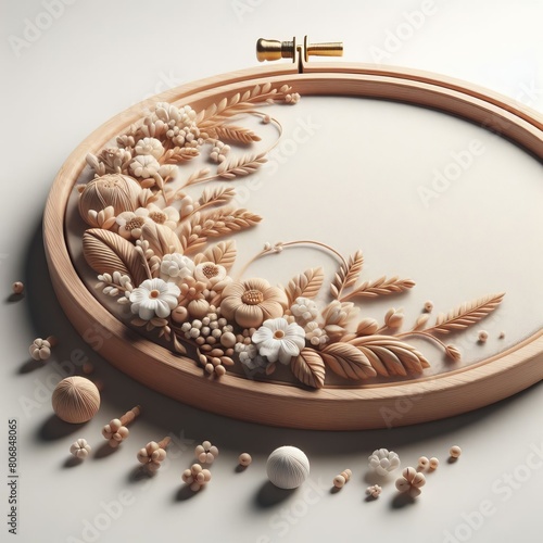  Wooden embroidery hoop, photorealistic vf-2 photo