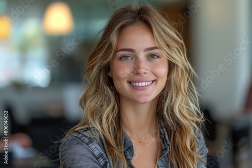 a freckled Caucasian Teenager Woman beauty set against a seamless solid backdrop, embodying a timeless allure and natural elegance. © Surachetsh